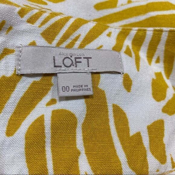 Ann Taylor Loft Yellow‎ & White Leaf Linen Skirt - Picture 6 of 8